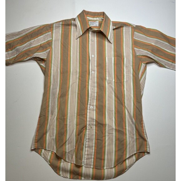Vintage Men’s Career Club Striped Button Down Shirt Size Medium 15-15.5 Collar - Picture 1 of 5